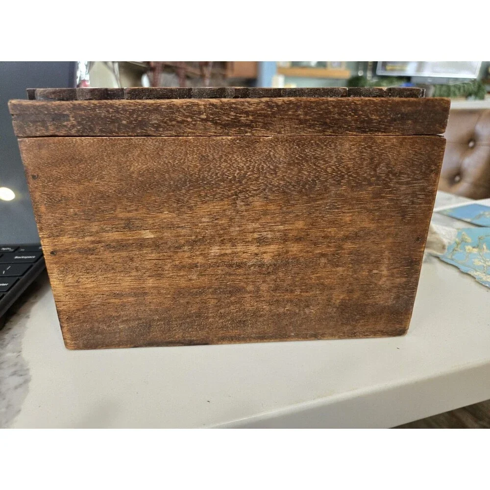 Vtg hand-carved wooden box - Keepsakes, Memories, Recipes Jewelry Trinket Box